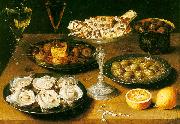 Osias Beert, Still Life with Oysters and Pastries